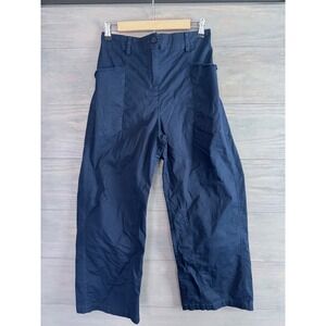 Ruti Slouchy Pants Womens Size 2 Navy Blue Wide Leg Cropped Cotton Twill Casual
